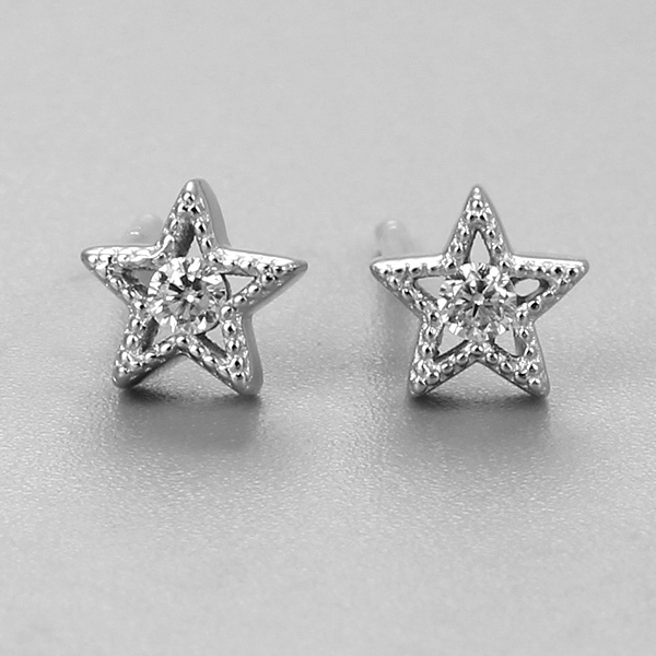 925 Sterling Silver CZ Stone Star Stud Earrings