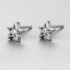 925 Sterling Silver CZ Stone Star Stud Earrings