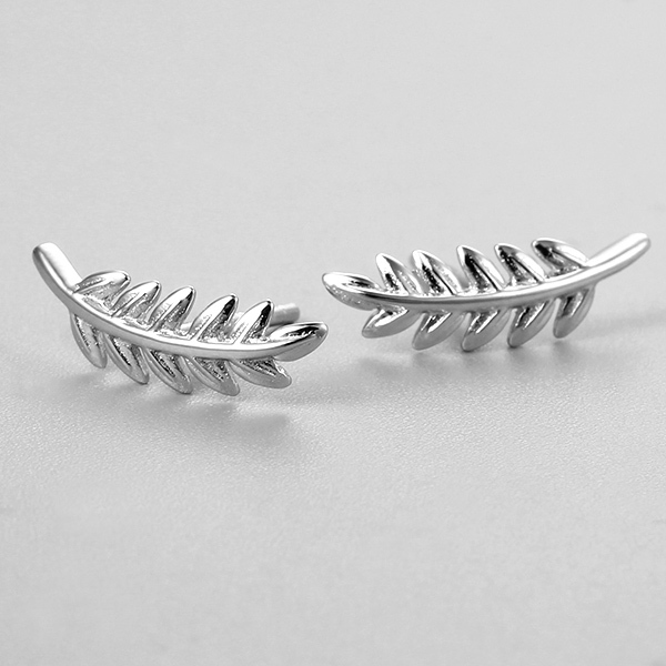 925 Sterling Silver Leaf Stud Earrings