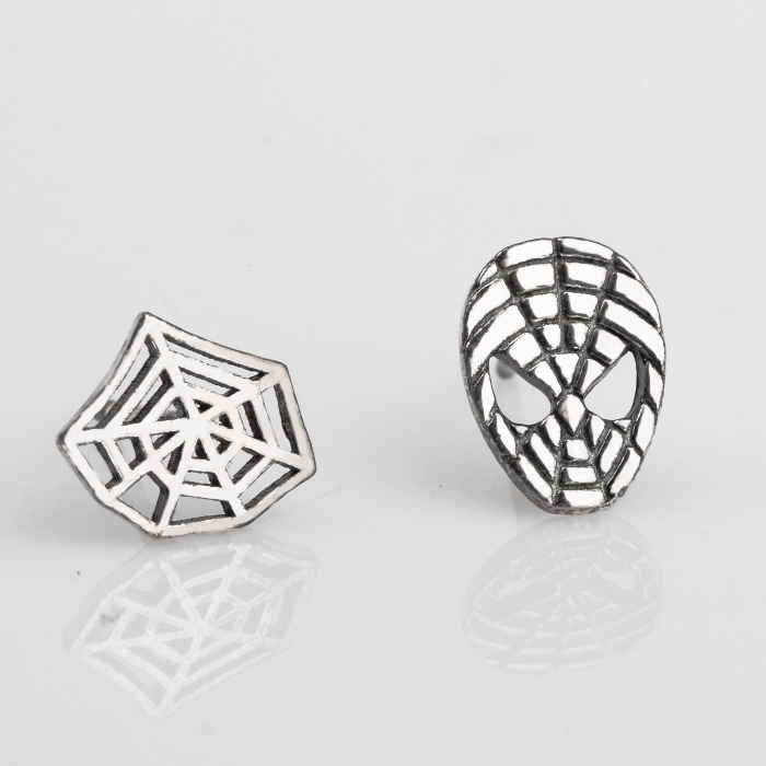 925 Sterling Silver Spiderman Cobweb Stud Earring Sets