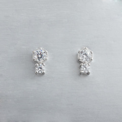 925 Sterling Silver Double Cubic Zirconia Earrings