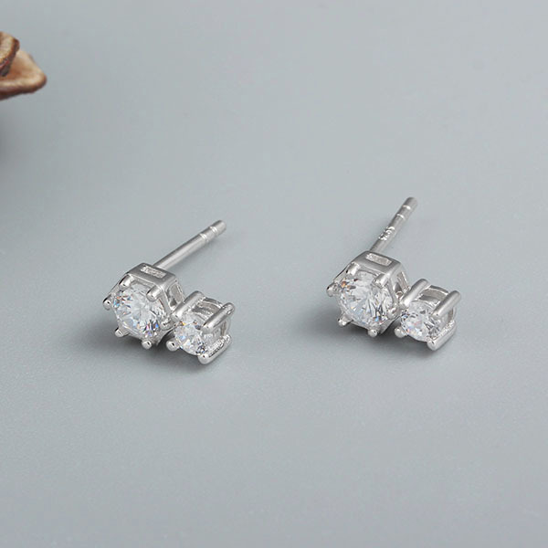 925 Sterling Silver Double Cubic Zirconia Earrings