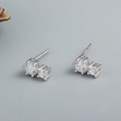 925 Sterling Silver Double Cubic Zirconia Earrings