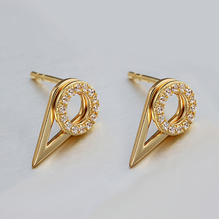 925 Sterling Silver CZ Geometry Stud Earrings