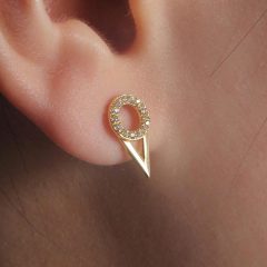 925 Sterling Silver CZ Geometry Stud Earrings