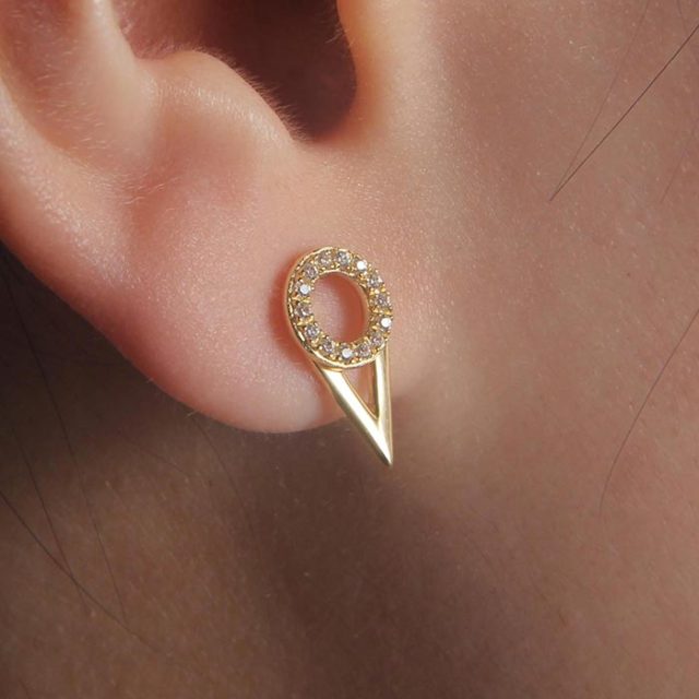 925 Sterling Silver CZ Geometry Stud Earrings