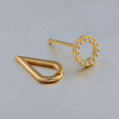925 Sterling Silver CZ Geometry Stud Earrings