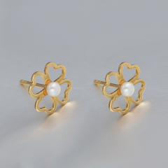 925 Sterling Silver Pearl Lucky Earrings