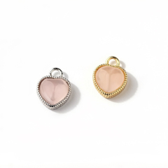 925 Sterling Silver Heart Gemstone Charm