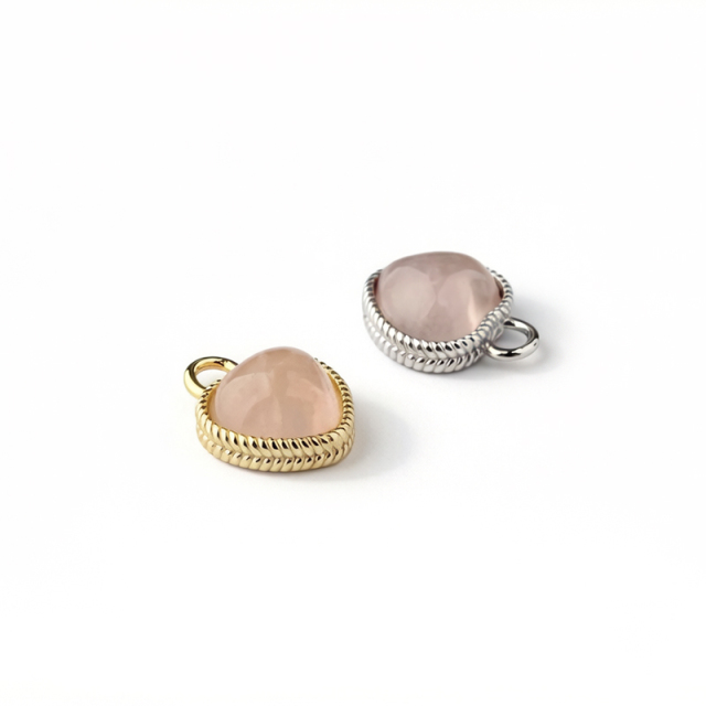 925 Sterling Silver Heart Gemstone Charm