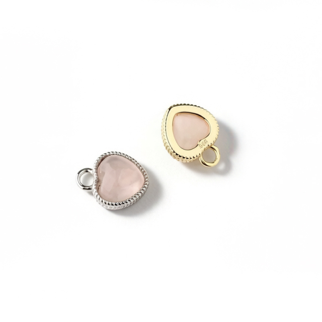 925 Sterling Silver Heart Gemstone Charm