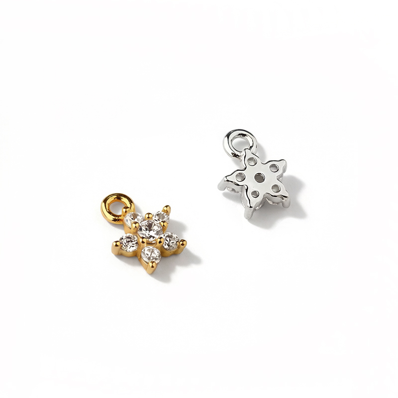 925 Sterling Silver Pave CZ Star Charm