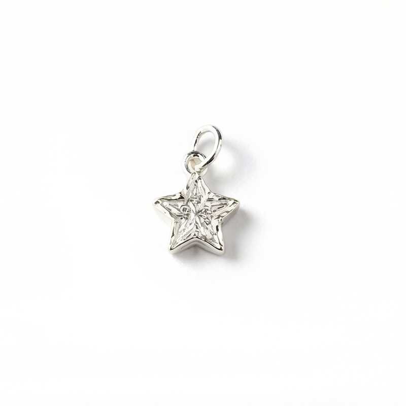 925 Sterling Silver Hammered Textured Star Charm