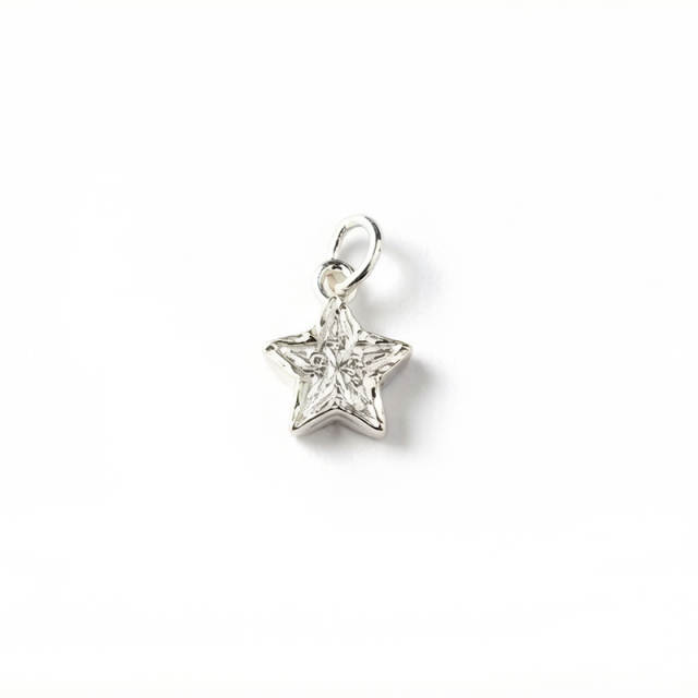925 Sterling Silver Hammered Textured Star Charm