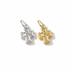 925 Sterling Silver Hammered Textured Cross Charm