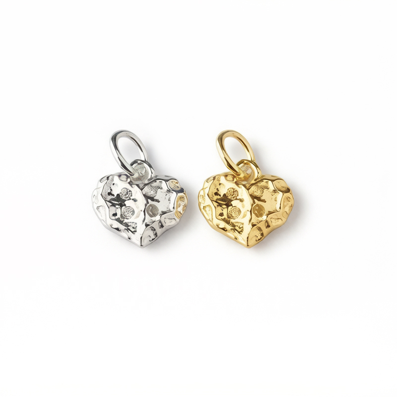 925 Sterling Silver Hammered Textured Heart Charm