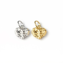 925 Sterling Silver Hammered Textured Heart Charm