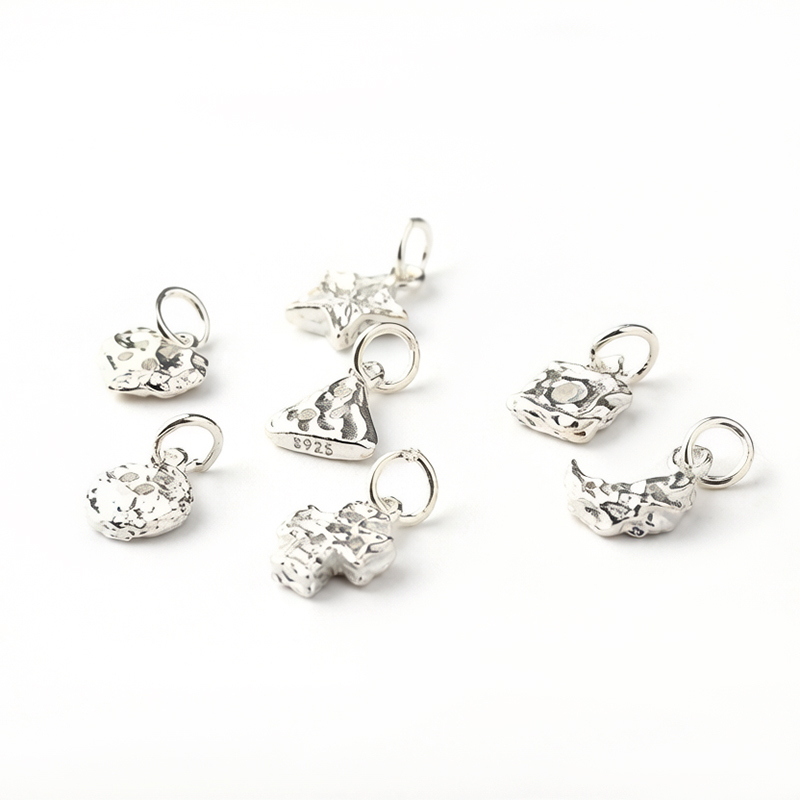 925 Sterling Silver Hammered Textured Cross Charm