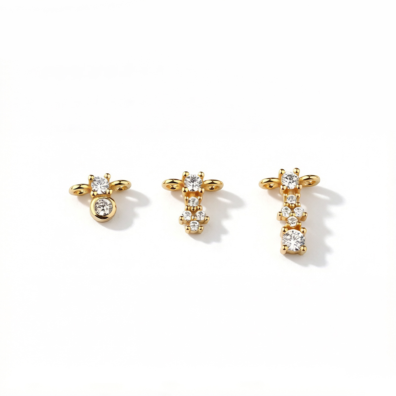 925 Sterling Silver CZ Bar Connector Link Charm