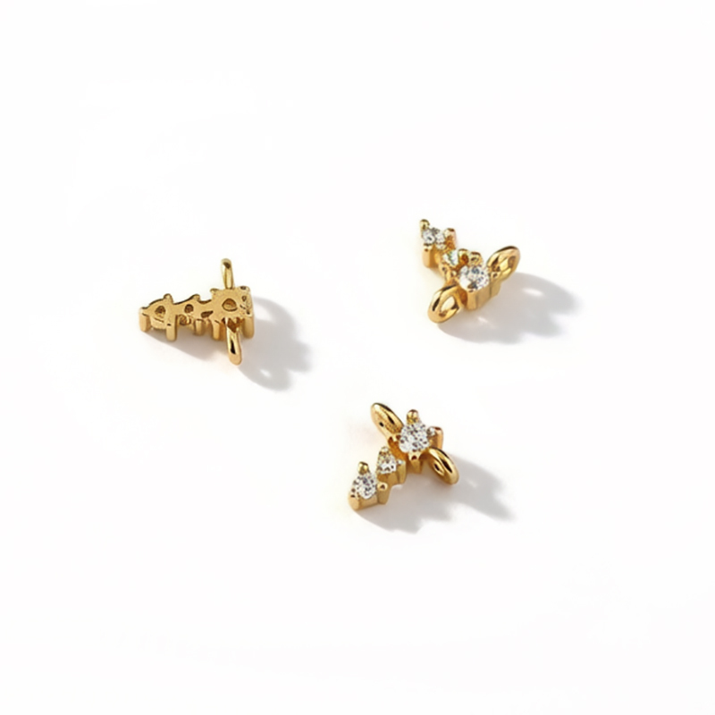 925 Sterling Silver CZ Bar Connector Link Charm