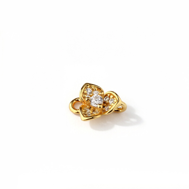 925 Sterling Silver Flower CZ Connector Charm