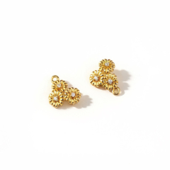 925 Sterling Silver Three Daisy Flower Connector