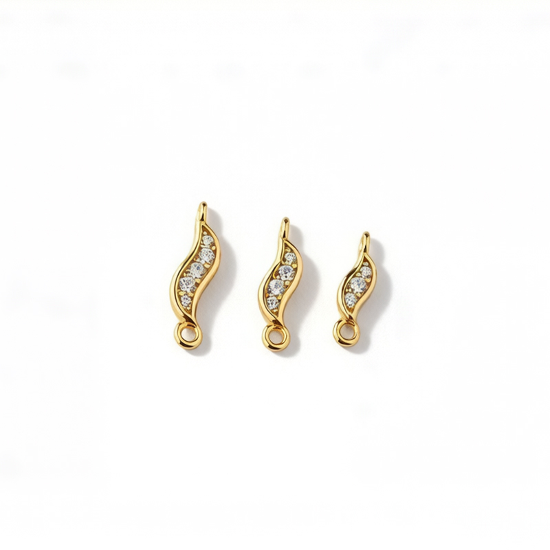 925 Sterling Silver CZ Leaf Connector