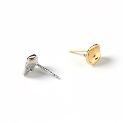 925 Sterling Silver Irregular Hammered Oval Stud Earrings Findings