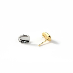 925 Sterling Silver Irregular Hammered Oval Stud Earrings Findings