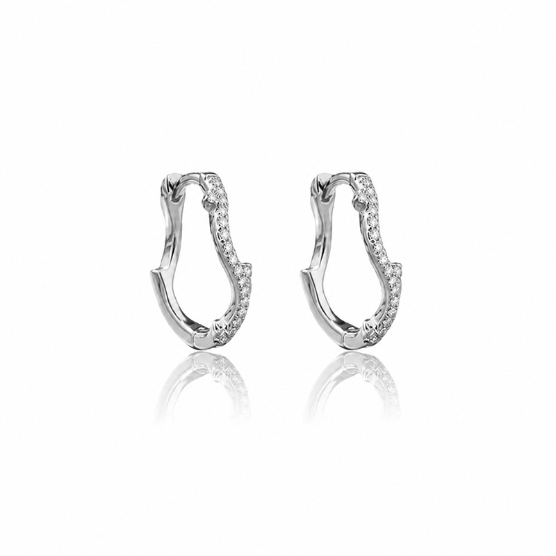 925 Sterling Silver Wave Huggie Hoop Earrings
