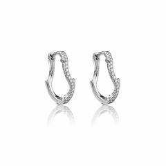 925 Sterling Silver Wave Huggie Hoop Earrings