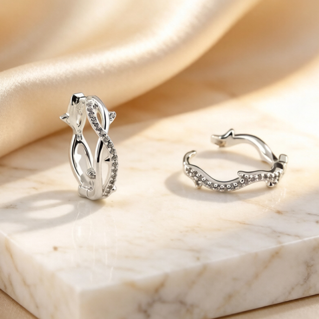 925 Sterling Silver Wave Huggie Hoop Earrings