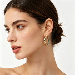 925 Sterling Silver Twisted Enamel Huggie Hoop Earrings