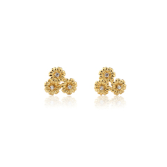 925 Sterling Silver Three Daisy Flower Stud Earrings