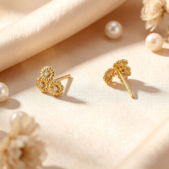 925 Sterling Silver Three Daisy Flower Stud Earrings