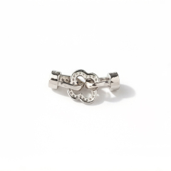 925 Sterling Silver Pave CZ Four Leaf Clover Toggle Bar Clasp