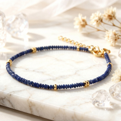 925 Sterling Silver Lapis Lazuli Beaded Bracelet