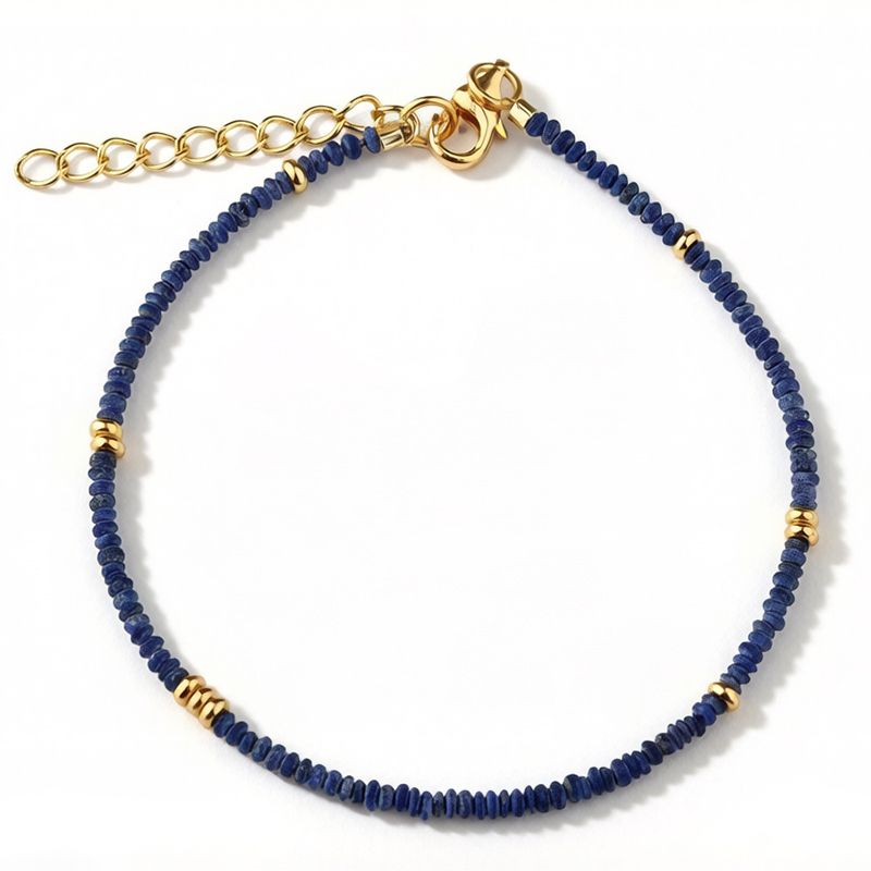 925 Sterling Silver Lapis Lazuli Beaded Bracelet