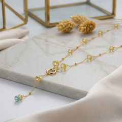 925 Sterling Silver Colorful Aquamarine Y Drop Necklace