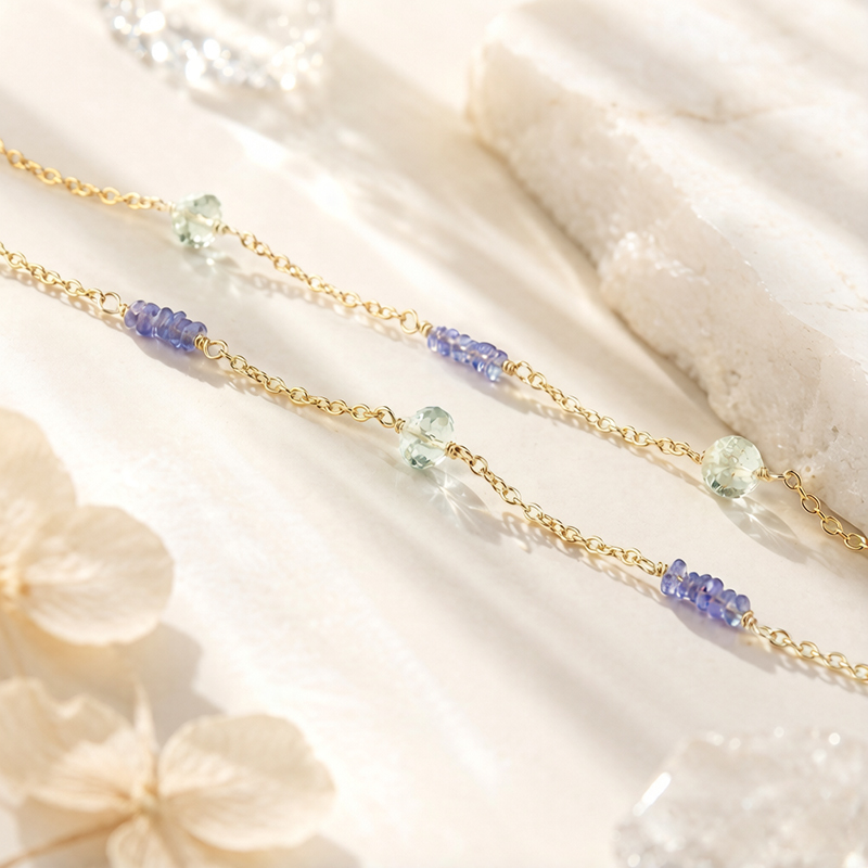 925 Sterling Silver Colorful Aquamarine Necklace