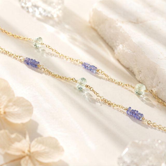 925 Sterling Silver Colorful Aquamarine Necklace