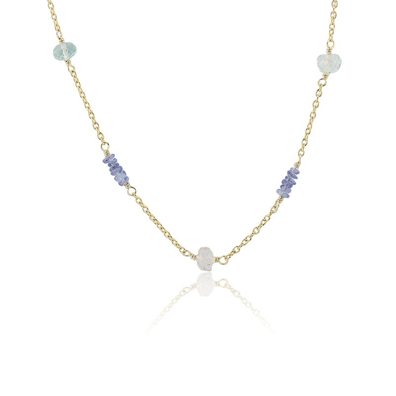 925 Sterling Silver Colorful Aquamarine Necklace