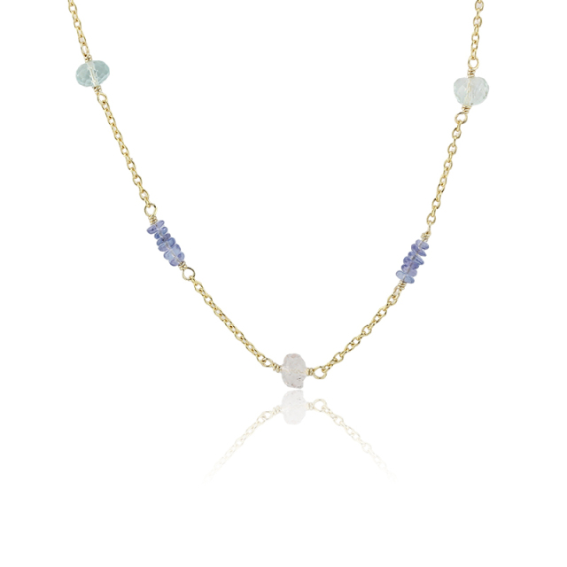 925 Sterling Silver Colorful Aquamarine Necklace
