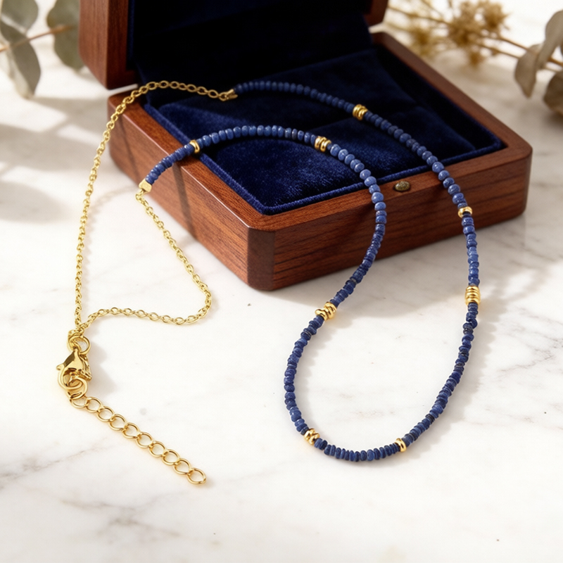 925 Sterling Silver Lapis Lazuli Beaded Bracelet