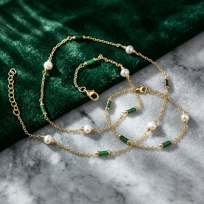 925 Sterling Silver Gemstone and Pearl Necklace