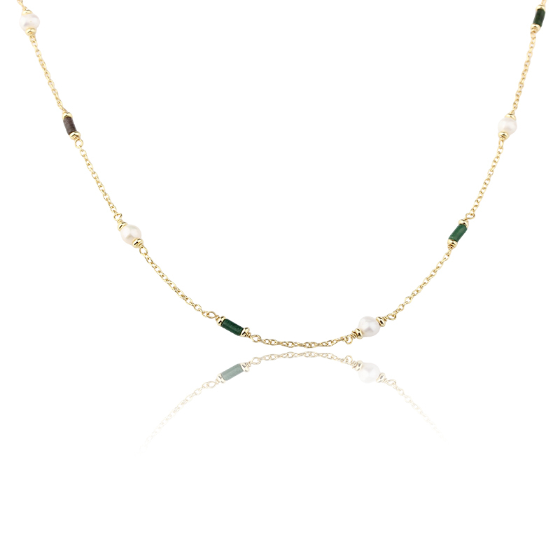 925 Sterling Silver Gemstone and Pearl Necklace