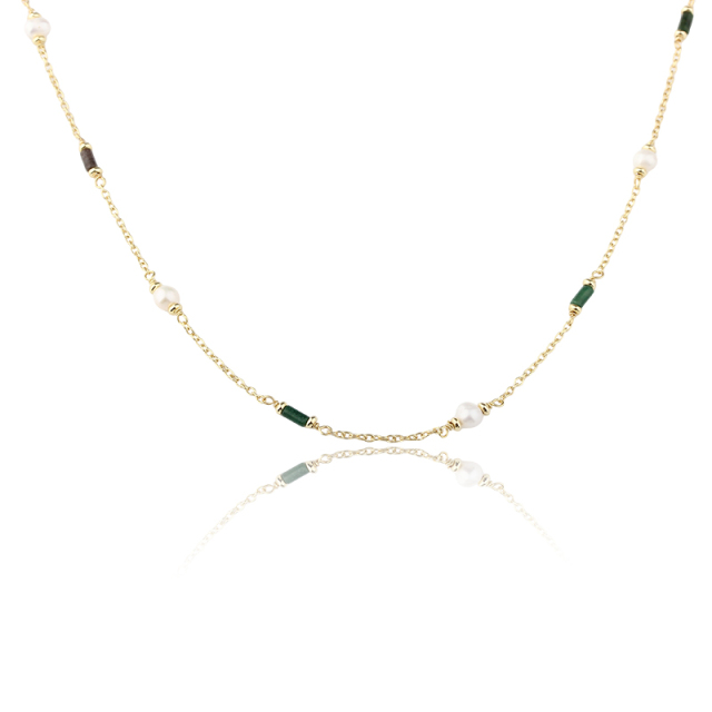 925 Sterling Silver Gemstone and Pearl Necklace
