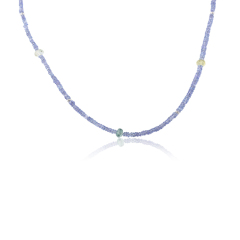 925 Sterling Silver Tanzanite Beadded Necklace