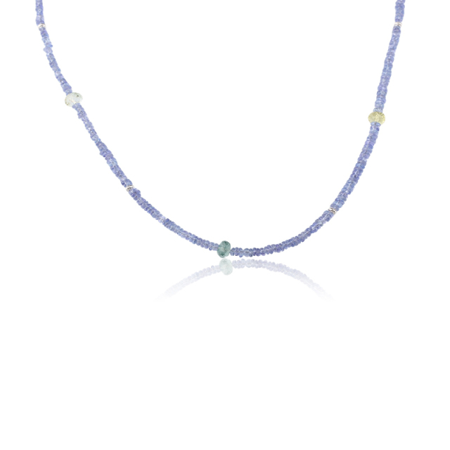 925 Sterling Silver Tanzanite Beadded Necklace