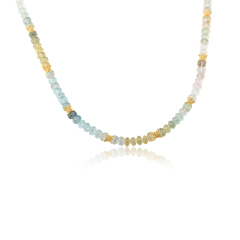 925 Sterling Silver Colorful Aquamarine Beaded Necklace